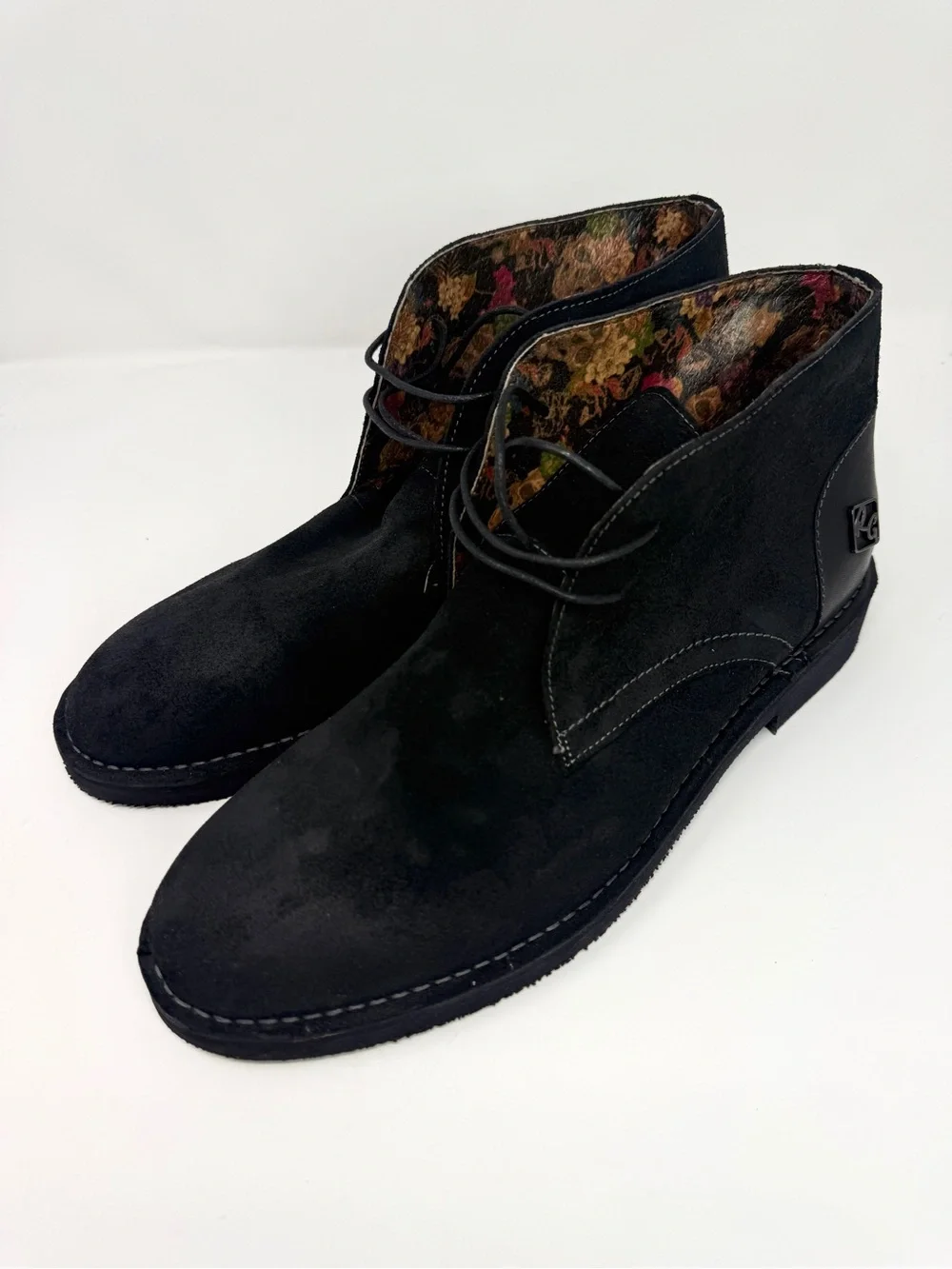 Robert Graham Black Suede Leather Chukka Lace-Up Ankle Boots Men's Size 12